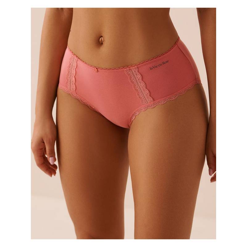La Vie En Rose Pink Cotton and Logo Elastic Band Bikini Panty (XS)