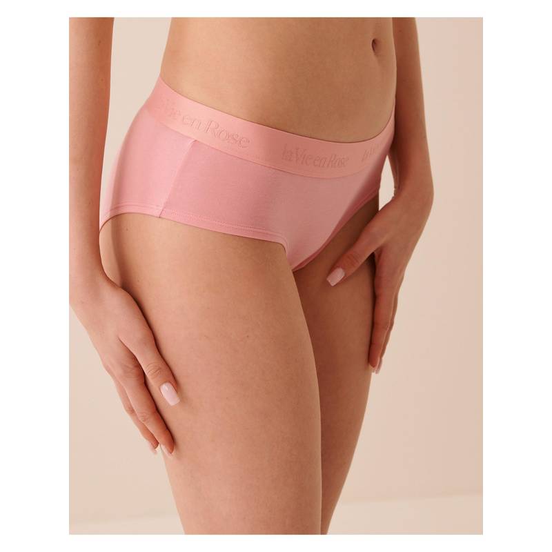 La Vie En Rose Pink Super Soft Lace Trim Cheeky Panty (L)