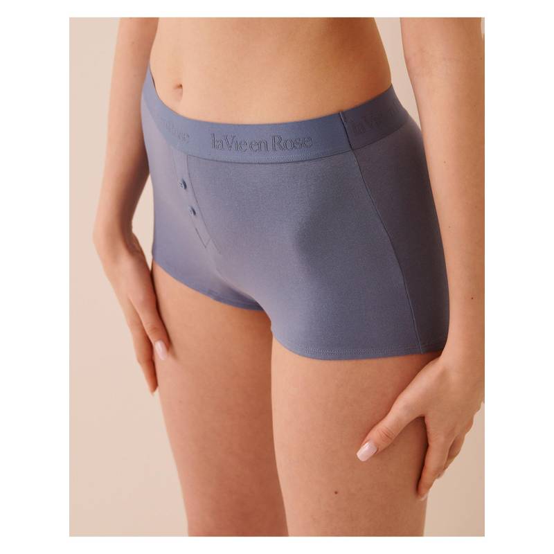 La Vie En Rose Blue Super Soft Lace Trim Boyshort Panty (S)