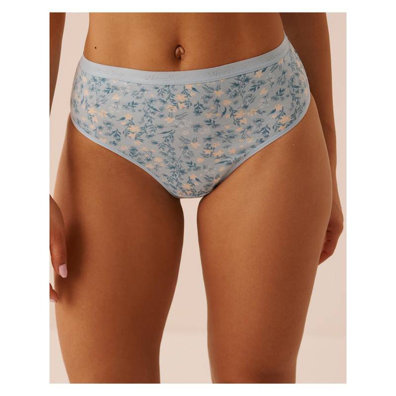 La Vie En Rose Blue Super Soft Lace Trim Cheeky Panty (L)
