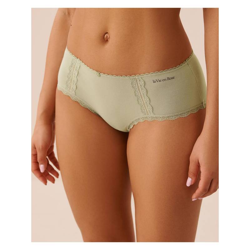 La Vie En Rose Green Cotton Boyshort Panty (XL)