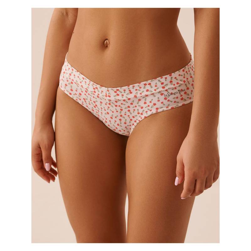 La Vie En Rose White Lace Trim Pointelle Cheeky Panty (L)