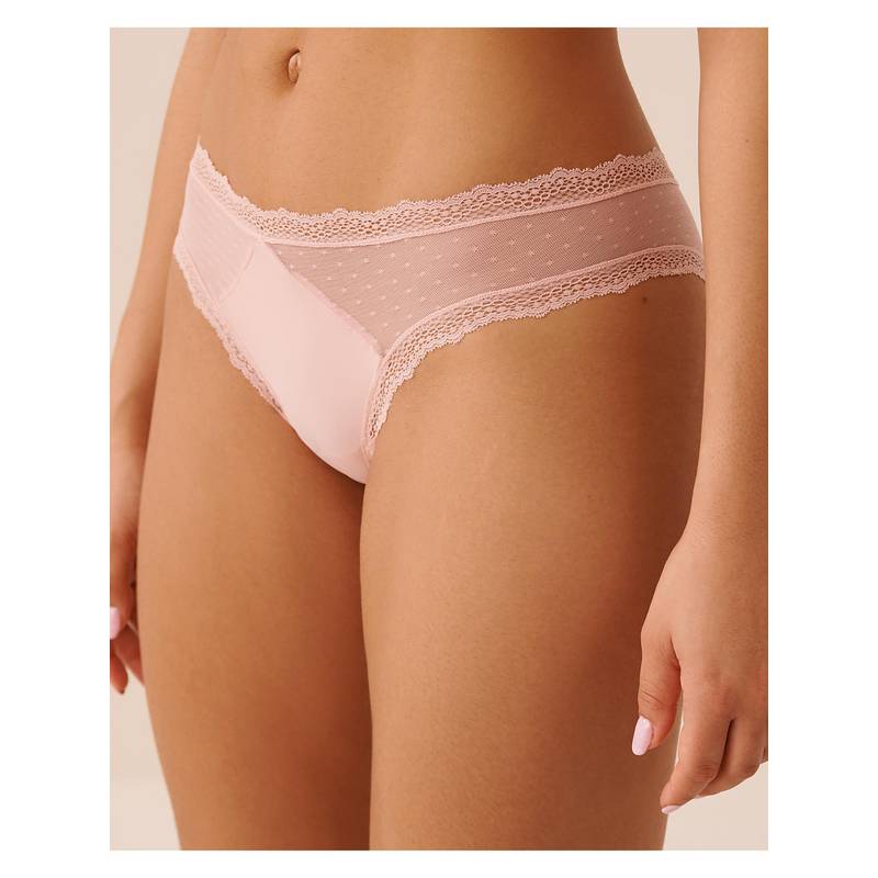 La Vie En Rose Pink Microfiber Invisible Cheeky Panty (L)