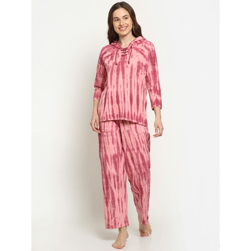 Slumber Jill Tie And Dye Hood Pyjama Set - Pink (XS)