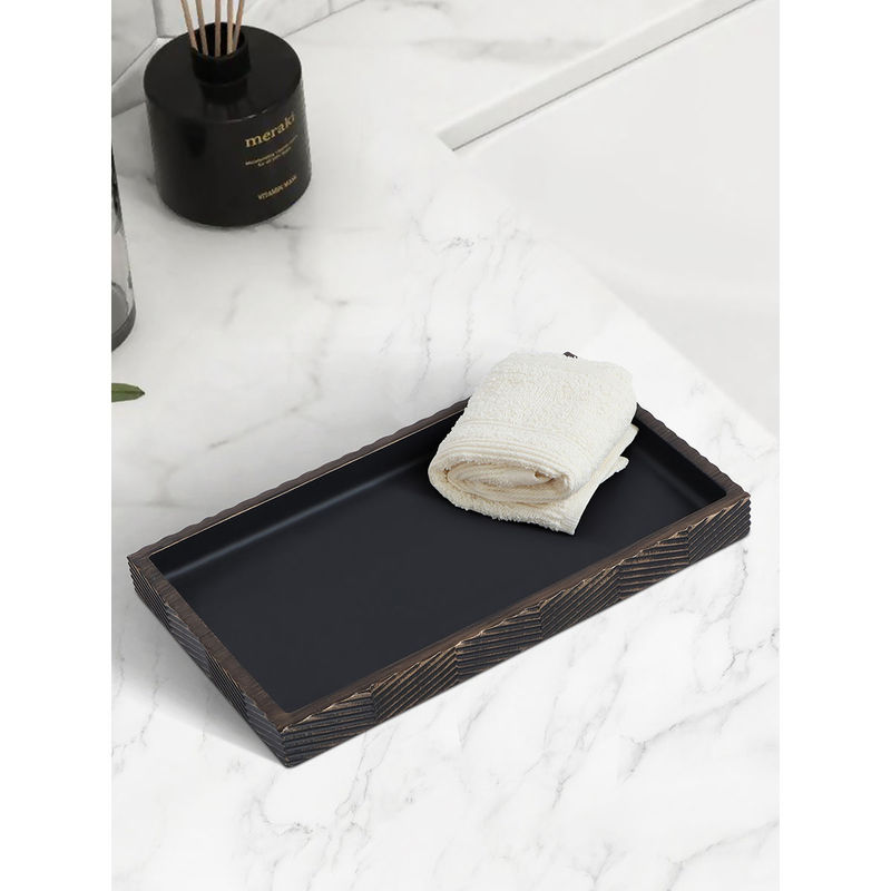 Buy OBSESSIONS Polyresin Textured Bathroom Tray - Black Online
