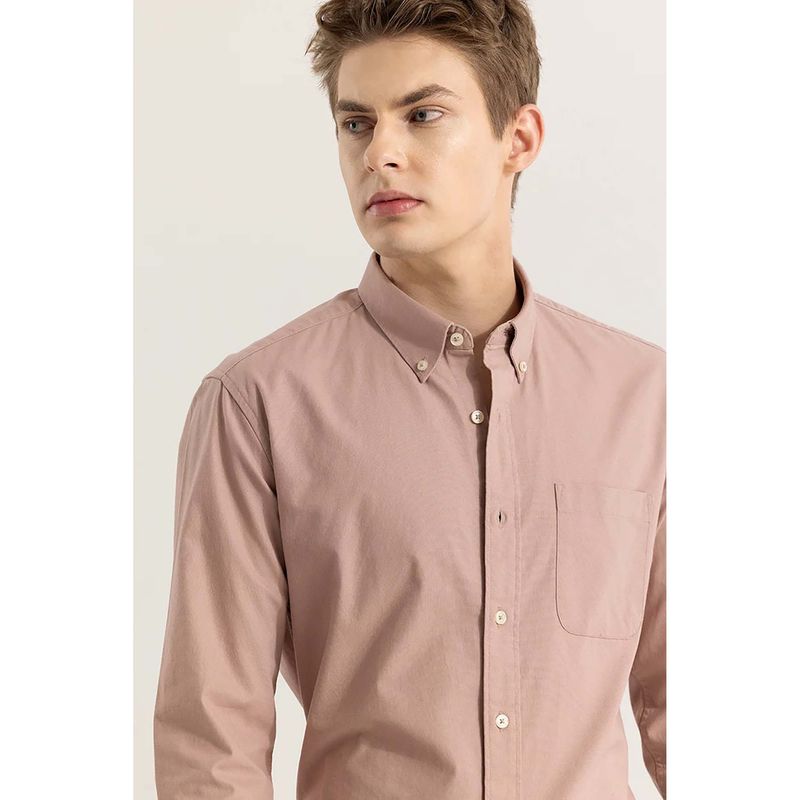 Snitch Mauve Plain Full Sleeves Slim Formal Shirt for Men (2XL)