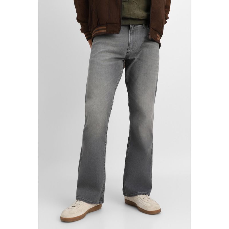 Snitch Ash Grey Washed Bootcut Casual Jeans for Men (36)