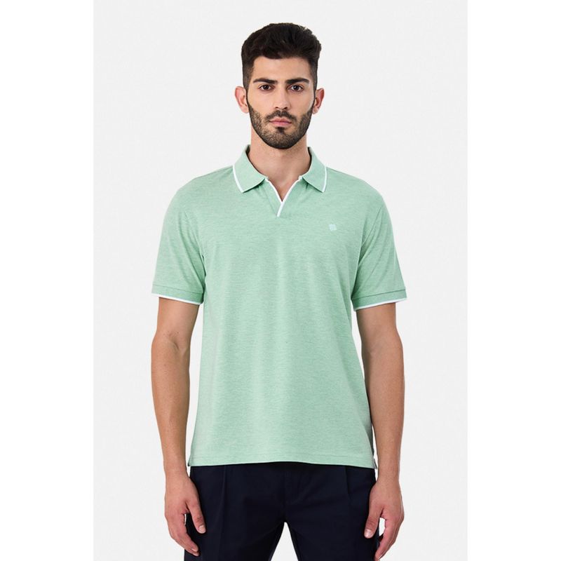 Snitch Mint Solid Half Sleeves Regular Casual Polo T-Shirt for Men (L)