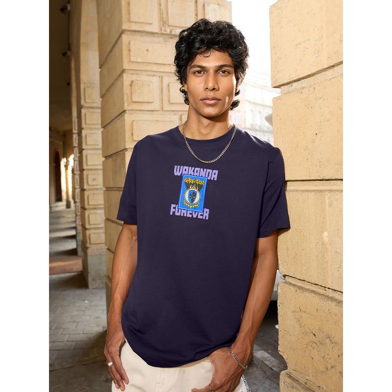 The Souled Store Official Black Panther Wakanda Forever Men T-Shirt (L)