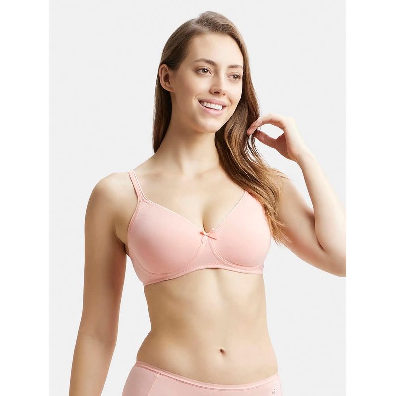 Jockey 1722 Wirefree Non Padded Cotton Elastane Everyday Bra - Candlelight Peach (34C)