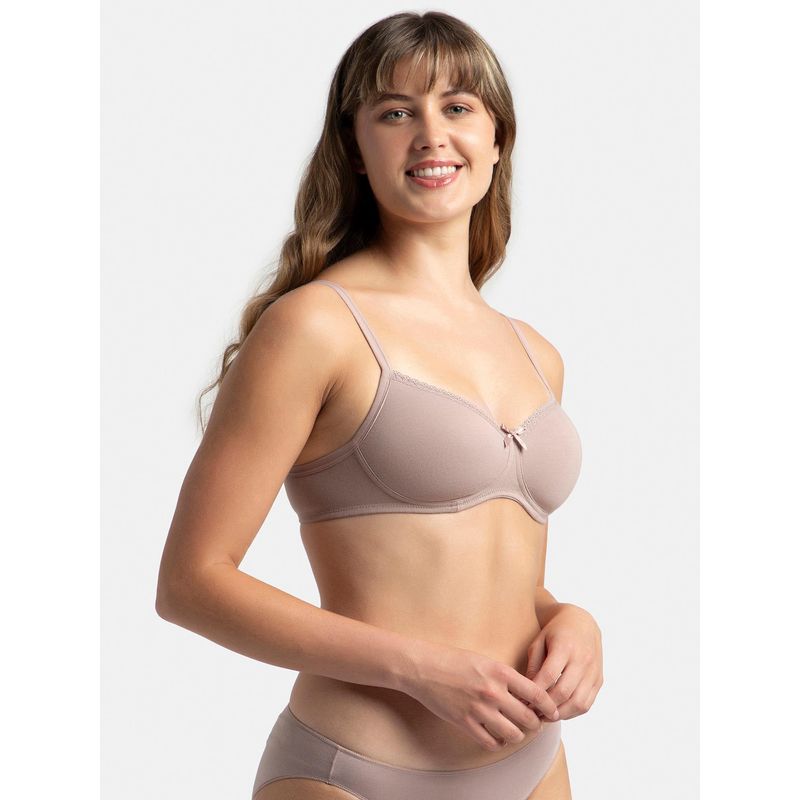 Jockey 1723 Wirefree Padded Cotton Elastane Medium Coverage T-shirt Bra - Mocha (34B)