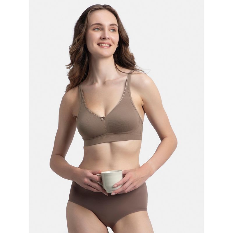 Jockey FE41 Wirefree Non Padded Cotton Elastane Full Coverage Everyday Bra - Deep Taupe (34B)