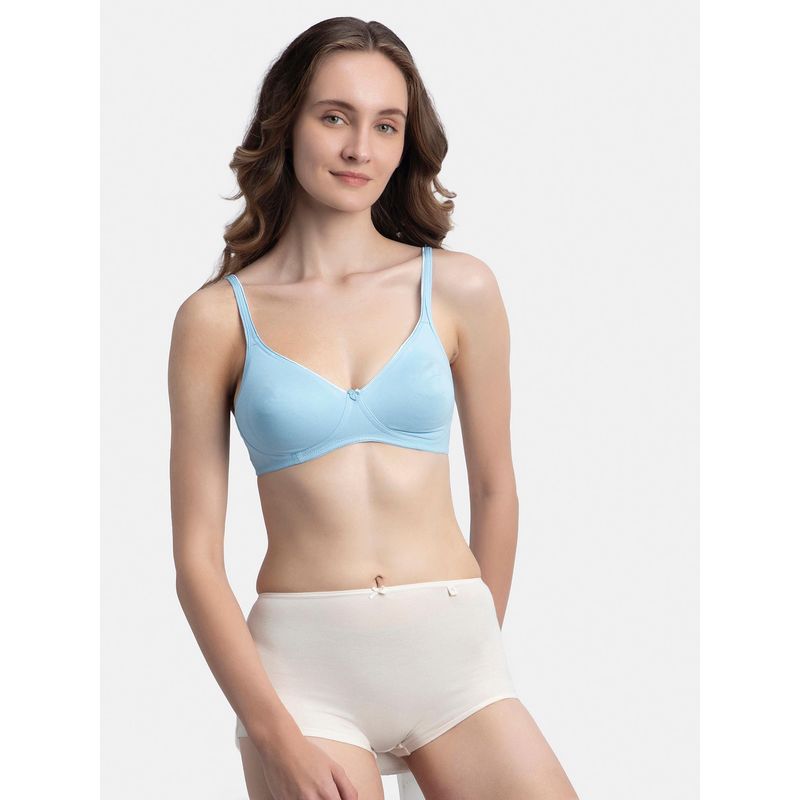 Jockey 1722 Wirefree Non Padded Cotton Elastane Medium Coverage Everyday Bra - Angel Falls (34C)