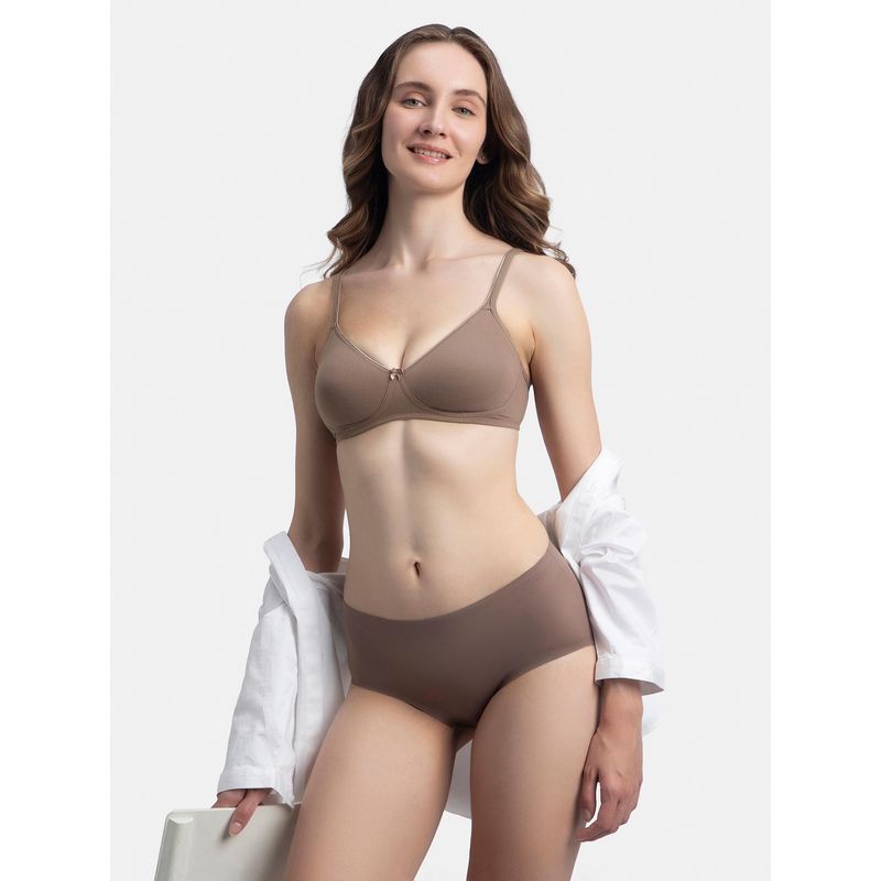 Jockey 1722 Wirefree Non Padded Cotton Elastane Medium Coverage Everyday Bra - Deep Taupe (34B)
