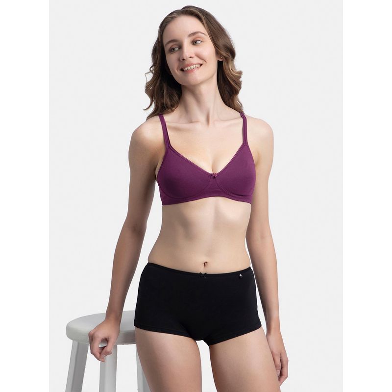 Jockey 1722 Wirefree Non Padded Cotton Elastane Medium Coverage Everyday Bra - Potent Purple (36B)