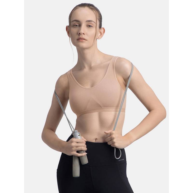 Jockey 1376 Wirefree Non Padded Cotton Elastane Active Bra - Mocha (S)