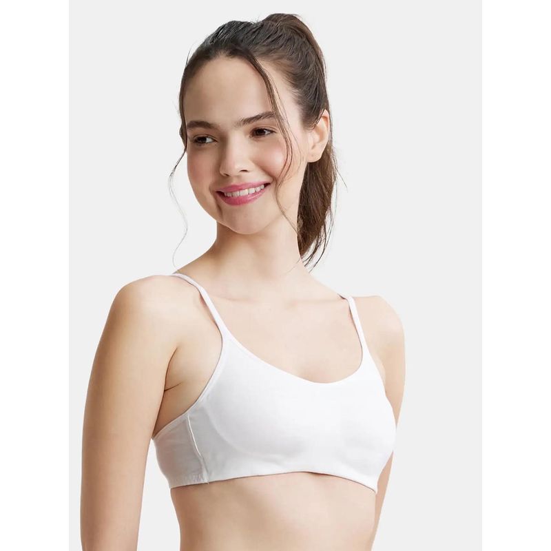 Jockey SS12 Wirefree Non Padded Cotton Elastane Full Coverage Beginners Bra - White (36B)