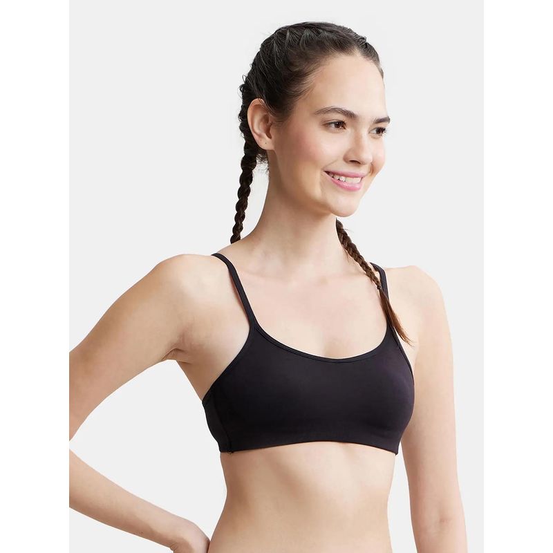 Jockey SS12 Wirefree Non Padded Cotton Elastane Full Coverage Beginners Bra - Black (36B)