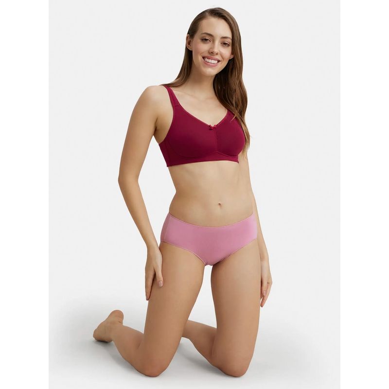 Jockey FE41 Wirefree Non Padded Cotton Elastane Full Coverage Everyday Bra - Beet Red (38D)