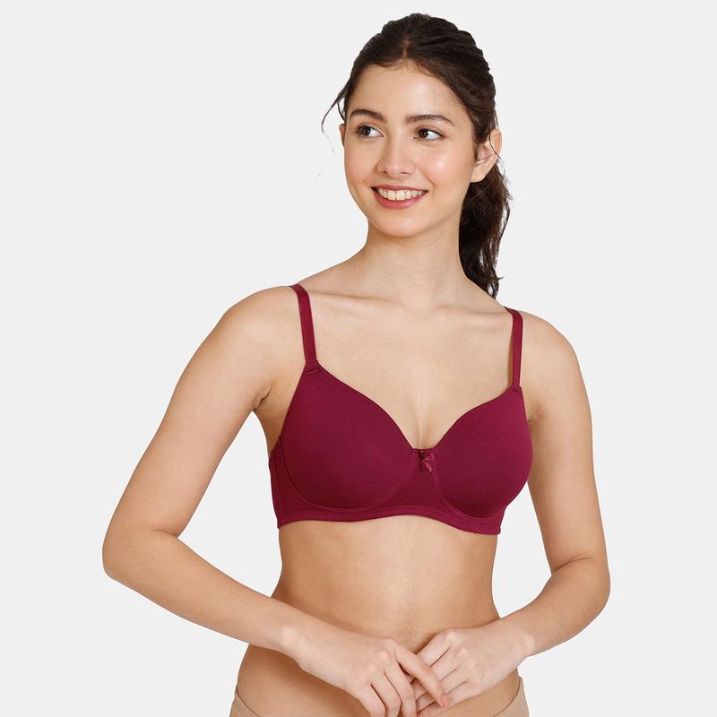 Zivame Beautiful Basics Padded Non Wired 3-4Th Coverage T-Shirt Bra - Purple Potion (36C)