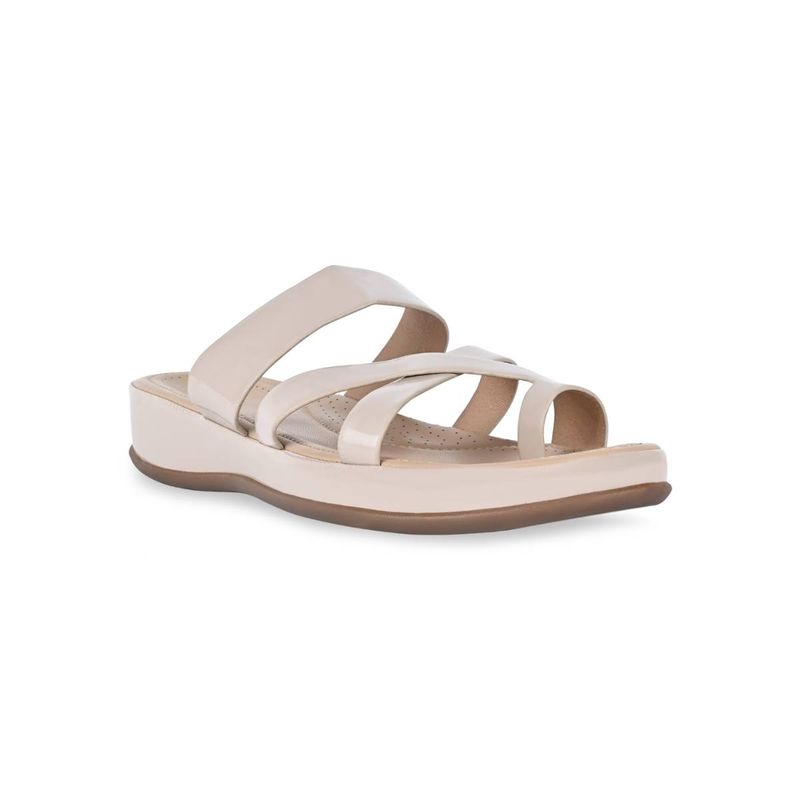 ROCIA Beige Women Comfort Patent Sandals (EURO 36)
