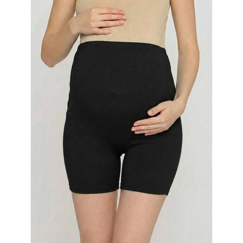 Evamomies Hight Waist Maternity Shorts-Black (2XL)