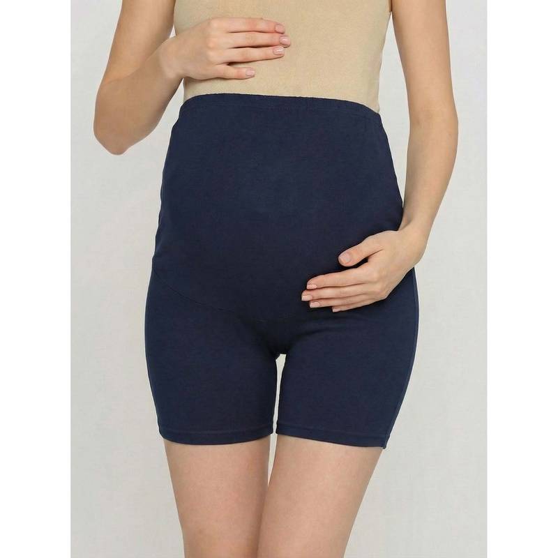 Evamomies Hight Waist Maternity Shorts-Navy Blue (M)