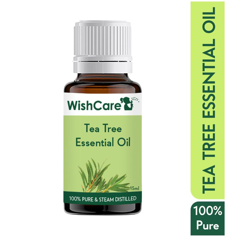 WishCare Pure Tea Tree Essential Oil - For Active Acne, Pimples, Flaky & Dandruff Prone Scalp