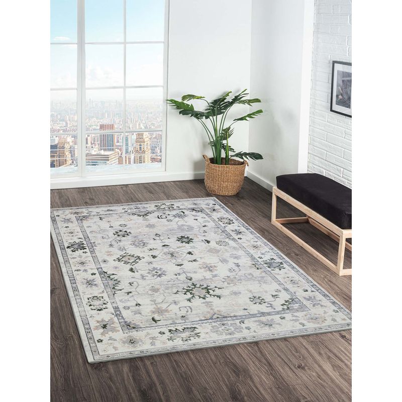 OBSESSIONS Green Ethnic Polyester Carpet ideal for Living room and Bedroom (4x6 feet)
