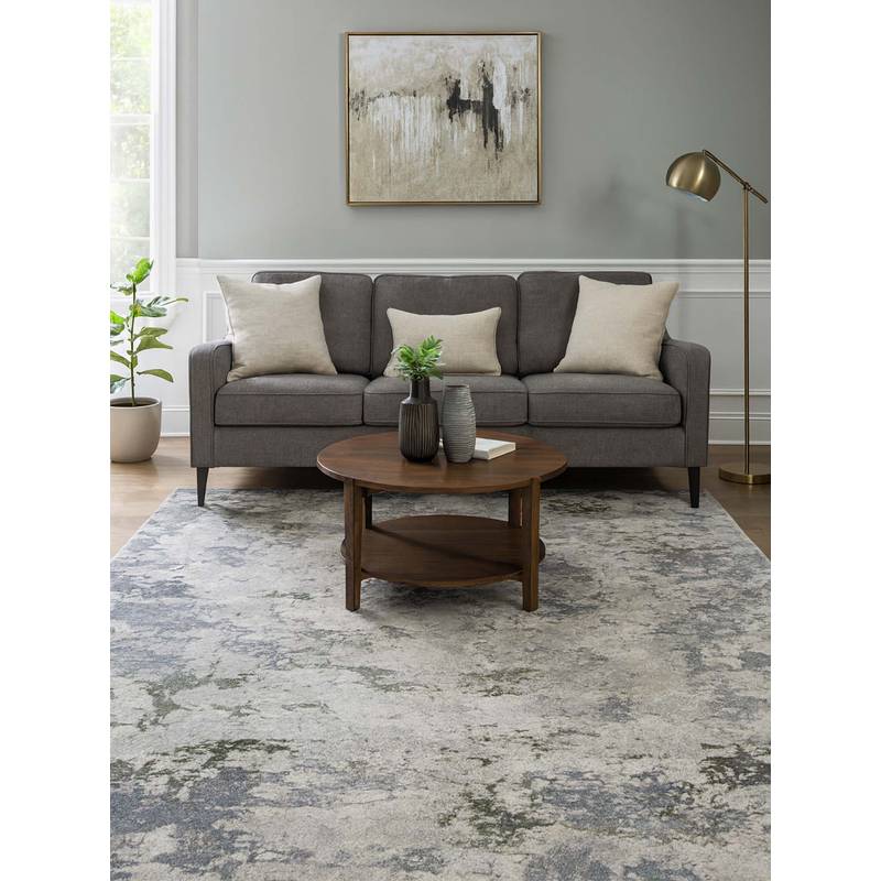 OBSESSIONS Cream Abstract Polyester Carpet ideal for Living room and Bedroom (5x7 feet)