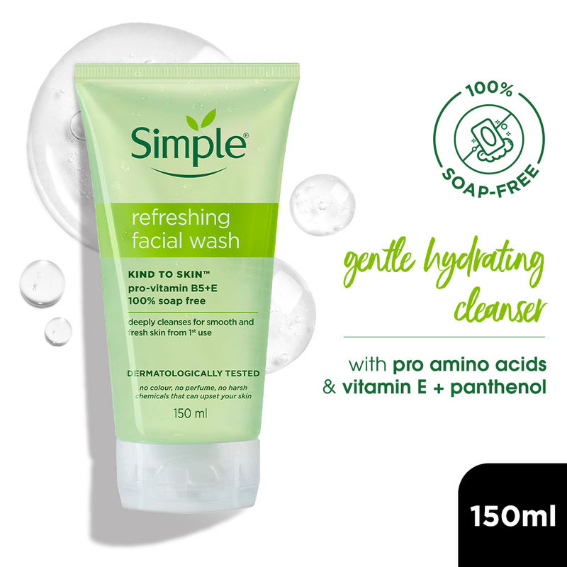 Simple Refreshing Facial Wash, 100% Soap-Free | Perfect for Sensitive Skin