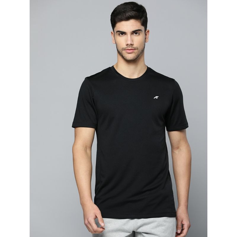 Alcis Men Black Anti Static Slim Fit Sports T-shirt (S)