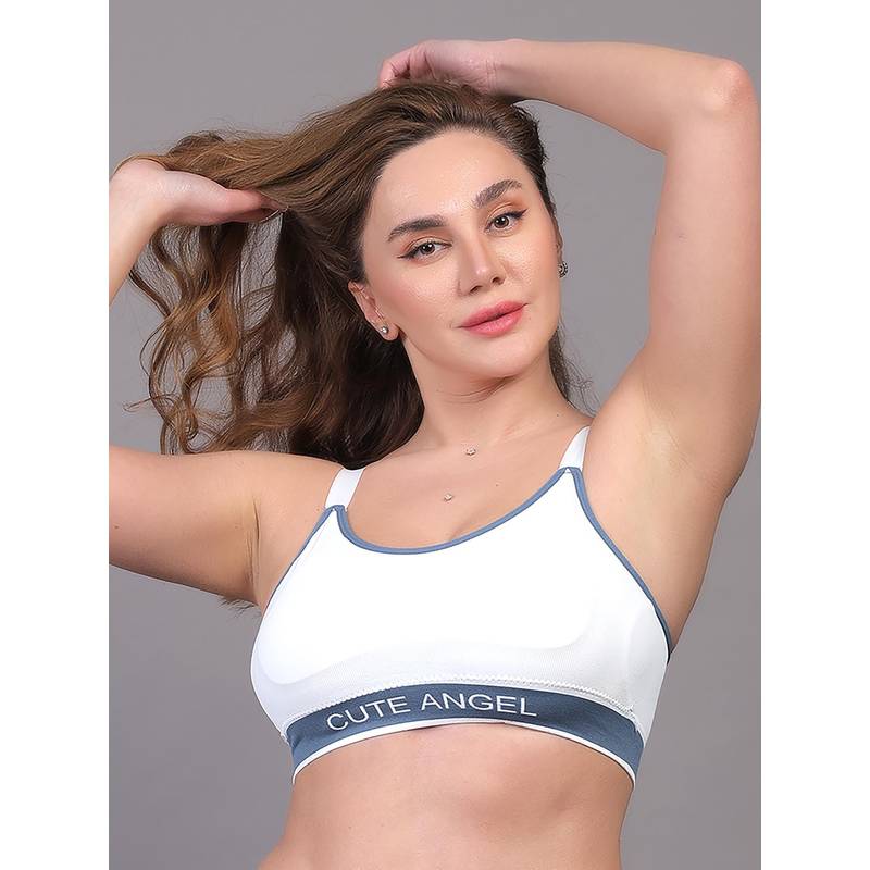 BRACHY Women Anti Bacterial Full Coverage Lightly Padded Beginners Bra White (S)