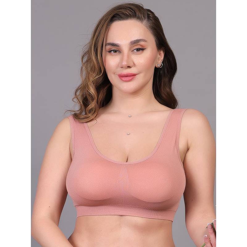BRACHY Women Full Coverage Non Wired Lightly Padded Sports Workout Bra Pink (2XL)