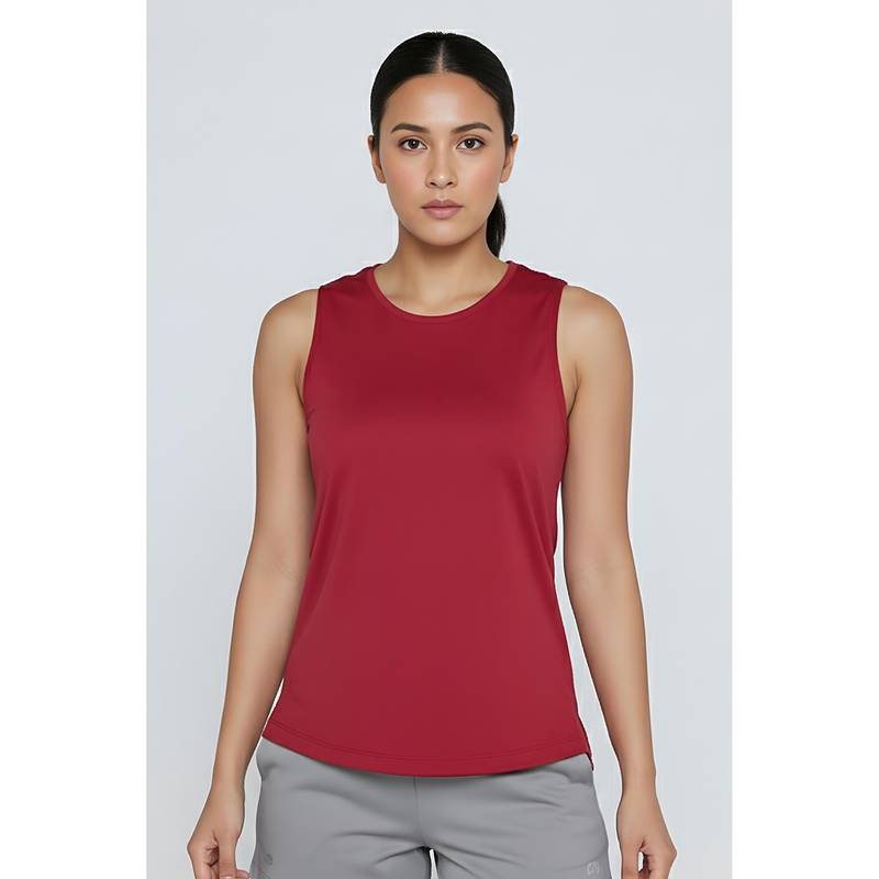 Zivame Zelocity Quick Dry Relaxed Tank Top - Deep Claret (XL)