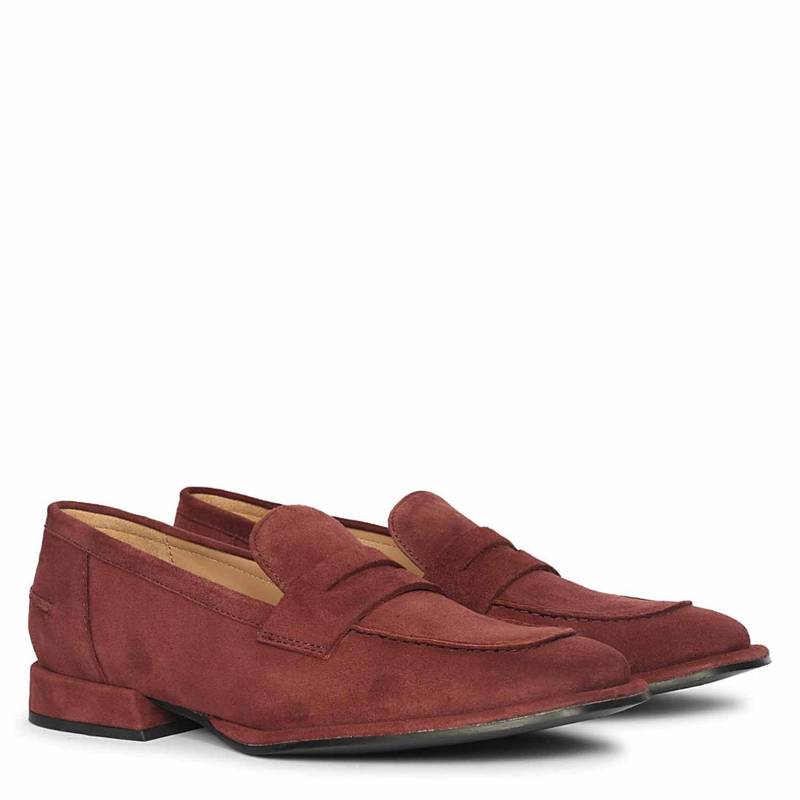 Saint G Womens Burgundy Suede Leather Loafers (EURO 36)
