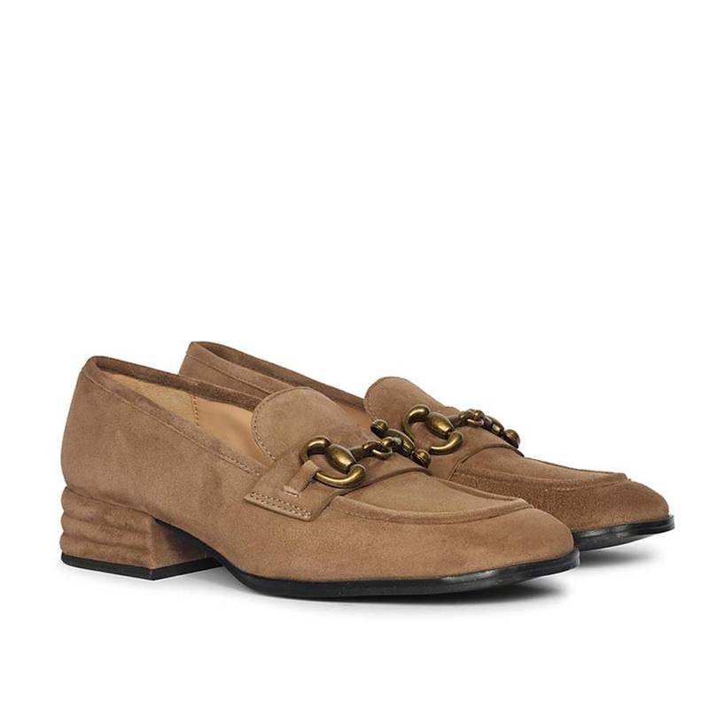 Saint G Womens Taupe Suede Leather Loafers (EURO 36)