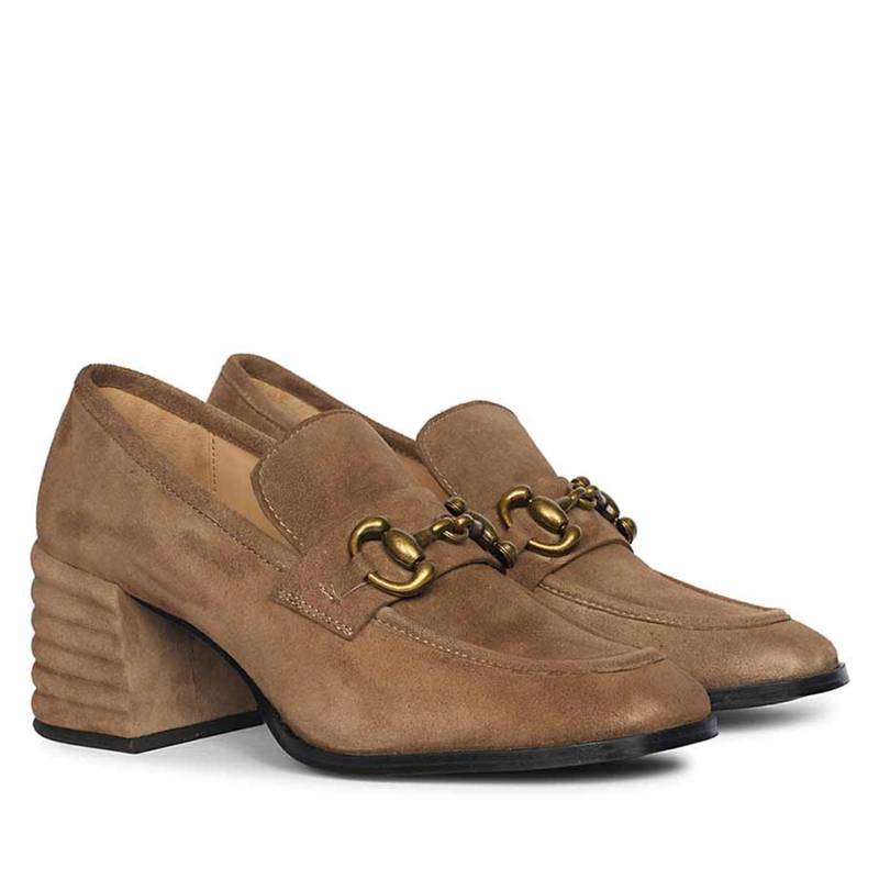 Saint G Womens Taupe Suede Leather Loafers (EURO 36)