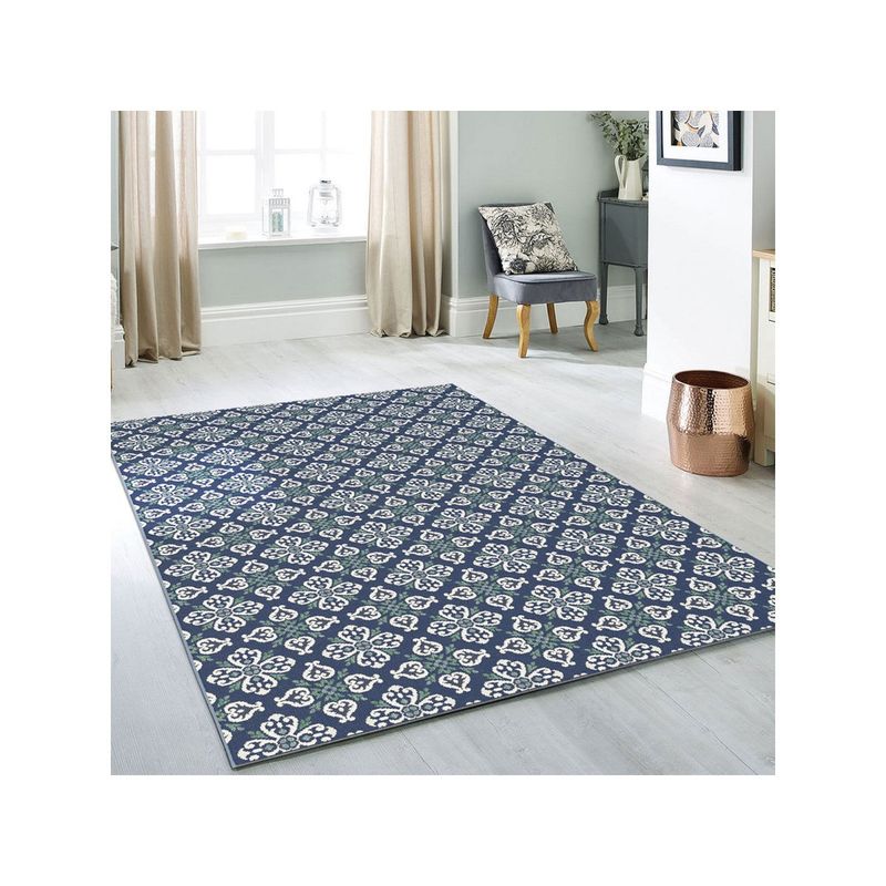 OBSESSIONS Flat Weave Floral Indoor Carpet, Blue (5 x 7 Feet)