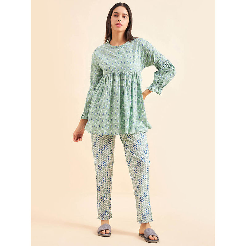 Sweet Dreams Women Printed Full Sleeves Pyjama (Set of 2) (L)