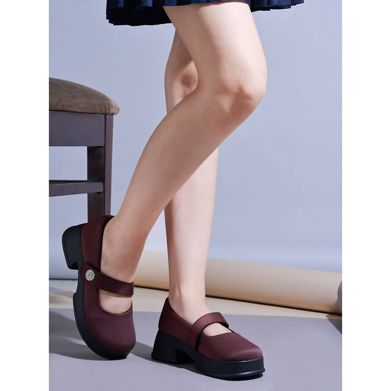 Shoetopia Stylish Brown Marry-Jane Heels for Women (EURO 38)