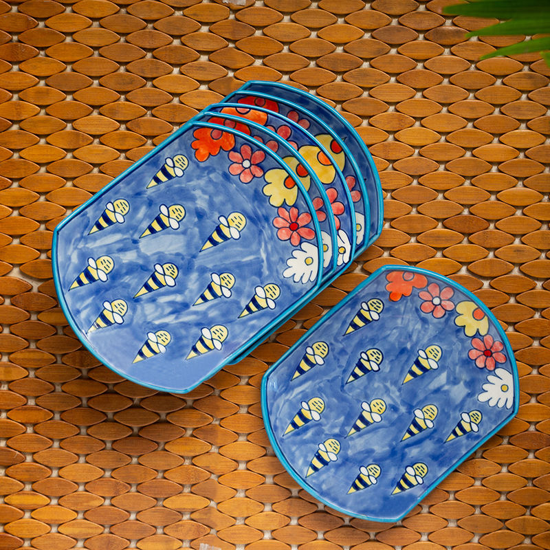 ExclusiveLane The Bee Collective' Handpainted Ceramic Dinner Plates