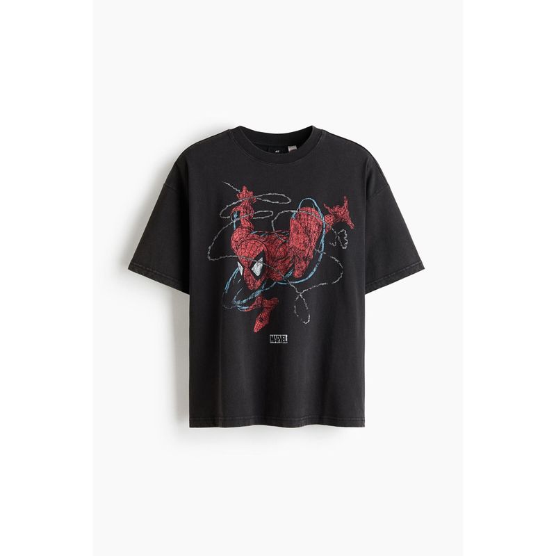H&M Men Black Oversized Fit T-Shirt (S)