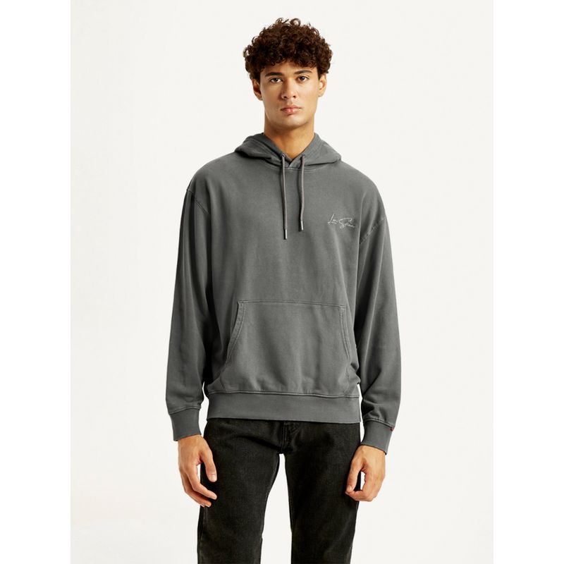Levi's Men Grey Embroidered Hoodie (L)