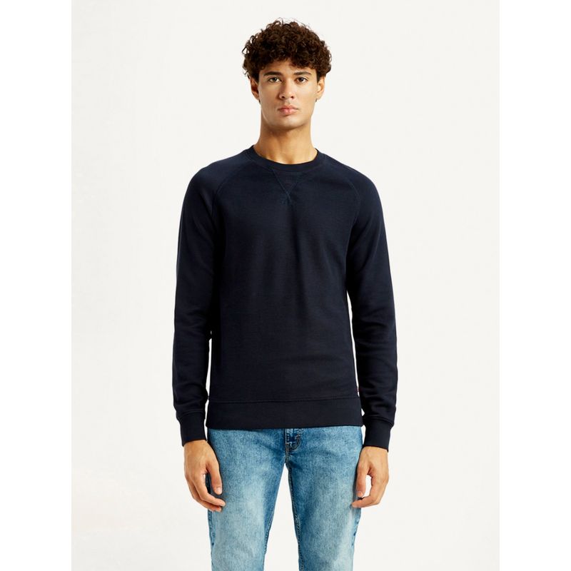 Levi's Men Navy Blue Solid Sweatshirt (S)