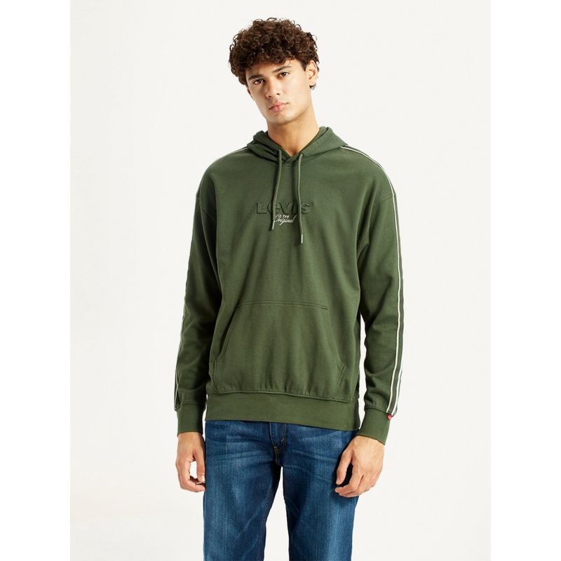Levi's Men Green Solid Hoodie (S)