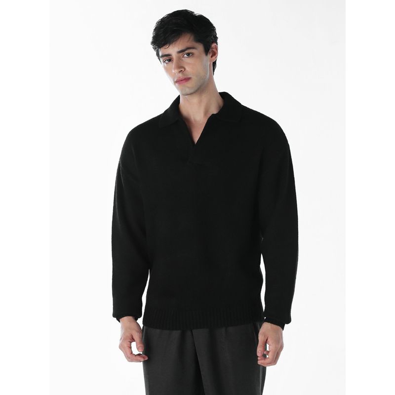 Jack & Jones Men Oversized Black Solid Sweater (L)