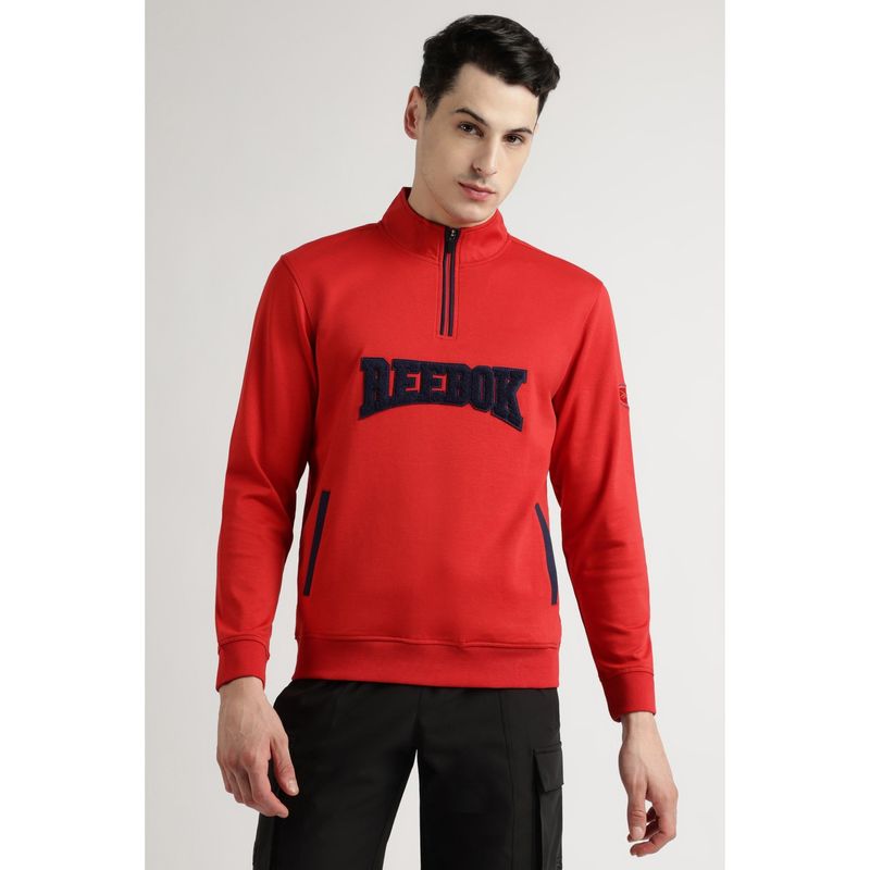 Reebok Men Red Embroidered Sweatshirt (XS)