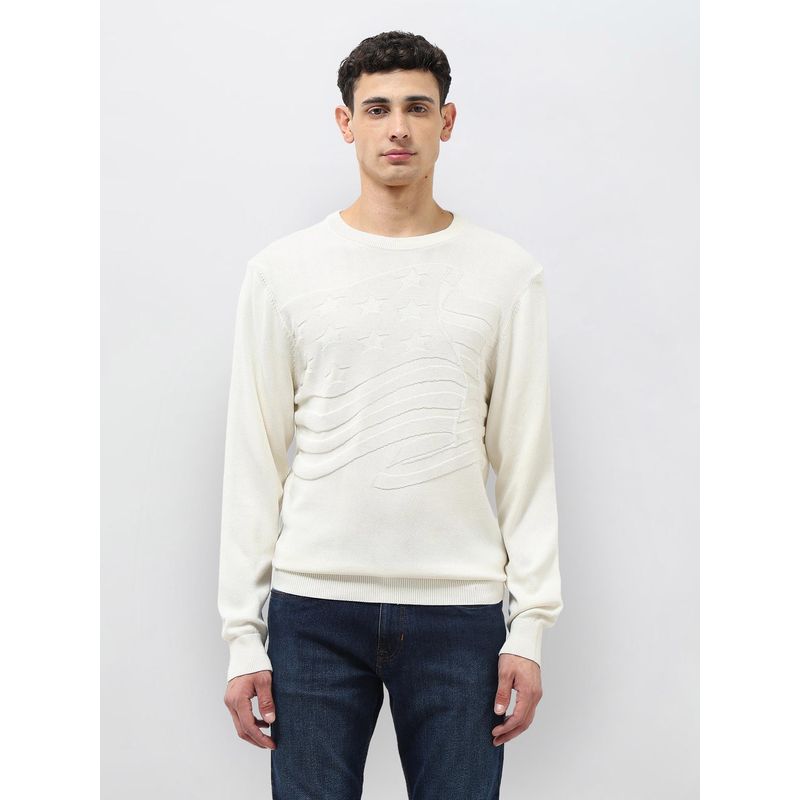 U.S. Polo Assn. Denim Co. Men White Textured Sweater (S)