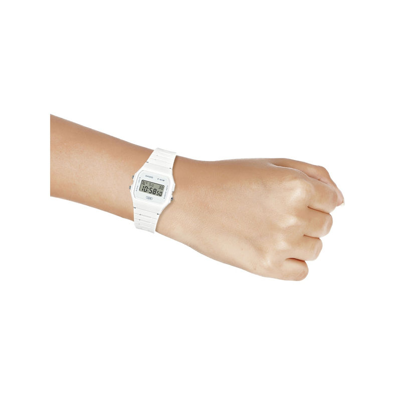 Orologio alla moda Casio F-91WB-7A bianco digitale sottile leggero design min
